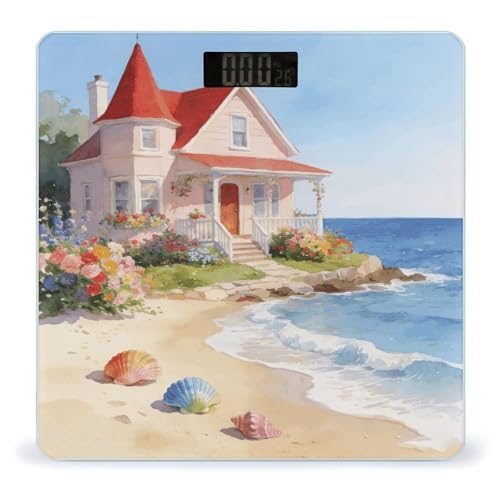 Báscula digital de baño con pantalla LED clara y vidrio templado miniatura 1