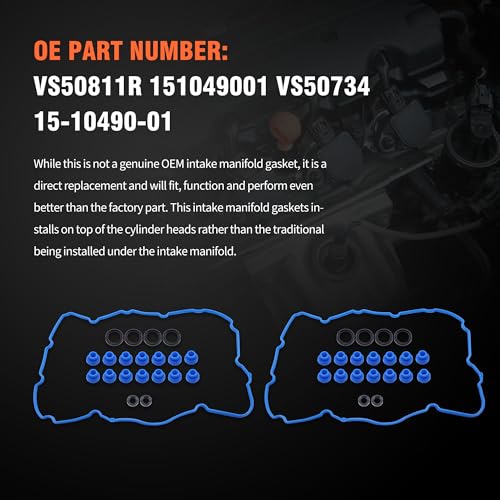 Image of HiSport Engine Valve Cover Gasket Set - Compatible with Ford Mustang 2011-2017 F-150 2011-2014 5.0L - Replace VS50811R