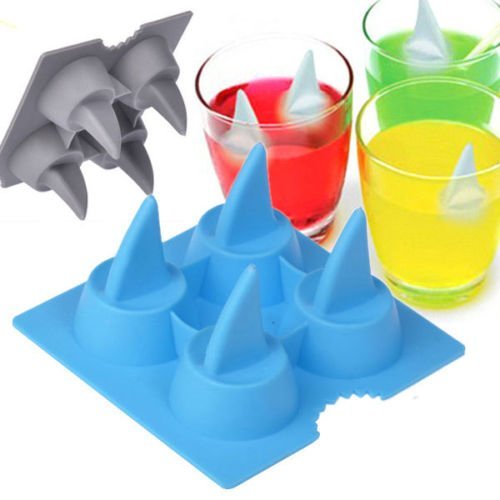 RIANZCool Shark Fin Shark Drink Ice Tray Silicone Ice Cube Mould Freeze Mold DIY Ice Cream Tools Cooking Tools