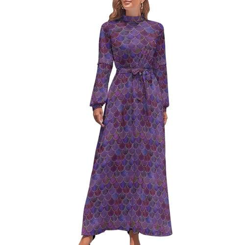 fitted lace wedding dress Amazon.com: Mermaid Purple Pink Fish Scale Women's Long Sleeve Round Neck  Maxi Dress High Waist Layered A-Line Flowy Maxi Dress XS : Clothing, Shoes  & Jewelry