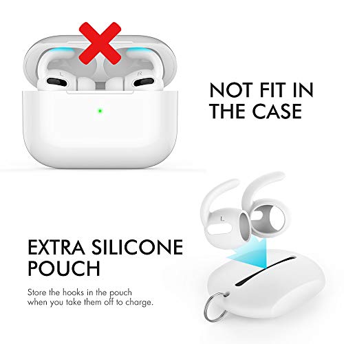 Image of AhaStyle 3 Pairs AirPods Pro Ear Hooks Covers Headphone Accessories, White | Added Storage Pouch, Anti Slip, Secure Fit, Comfortable Silicone Ear Tips Compatible with Apple AirPods Pro 2019