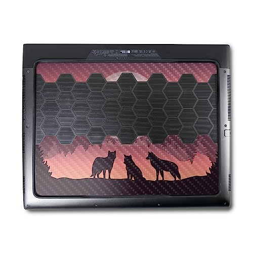 Image of MightySkins Carbon Fiber Skin Compatible with Alienware M18 R1 (2023) Full Wrap Kit - Wolf Silhouette | Protective, Durable Textured Carbon Fiber Finish | Easy to Apply | Made in The USA