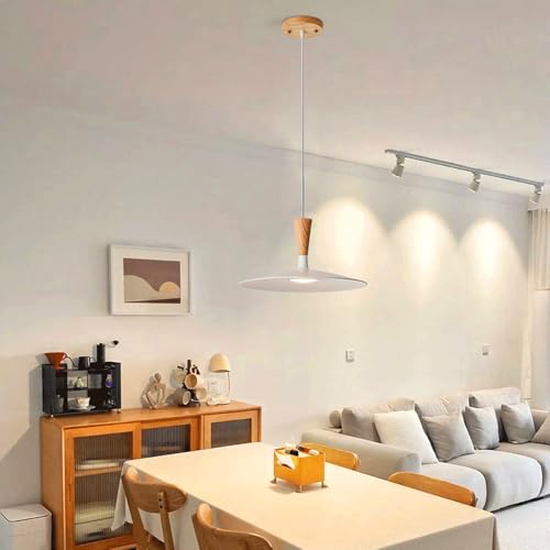 Lámpara colgante regulable led de un solo cabezal con detalles de madera 5