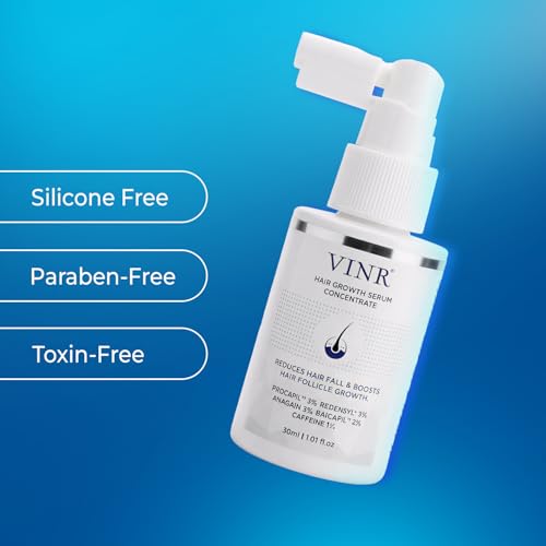 Image of VINR Hair Growth Serum for Scalp Concentrate 5-Actives Redensyl, Anagain, Baicapil, Procapil & Caffeine with Grape Seed Extract|Advanced Hair Fall Control & Boosts New Growth| Hair Regrowth Serum for Scalp| For Men & Women |30 ml (Pack of 2)