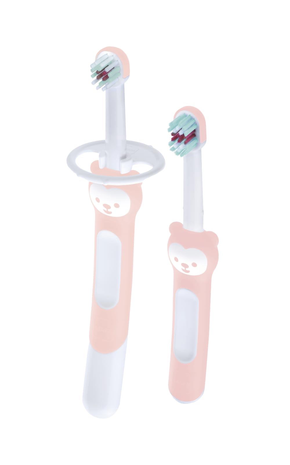 Mam Learn to Brush Set, Children's Teeth Toothbrush with Long Handle, Teeth Toothbrush for Oral Hygiene in Autonomy, Soft Toothbrushes for 5+ Months, Pink - 60g