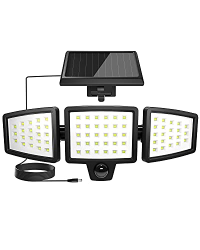 Lepro WL5000 Motion-Activated Solar Security Lights for Outdoors - 3 Adjustable Heads, 270° Angle, IP65 Waterproof