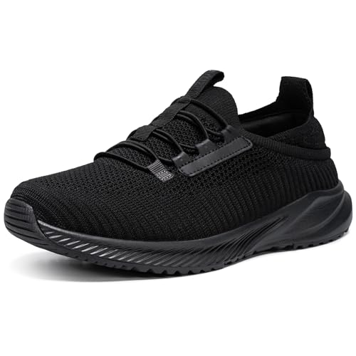URDAR Zapatillas Running Hombre Sneakers Bambas Interior y Exterior Fitness Atlético Trabajo Deportivas Correr Jogging Caminar Gimnasio(Negro,42 EU)