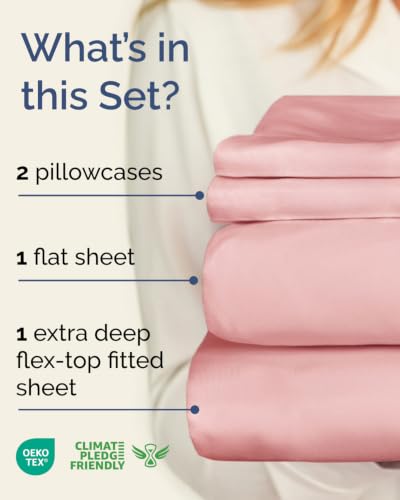 Image of Flex Top Split Head King Sheet Set - 4 Piece Extra Deep Sheets - Baby Pink