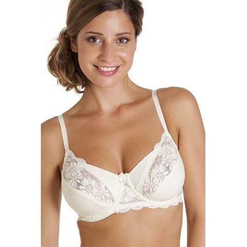 Camille Ivory Lingerie Womens Full Cup Underwired Lace Bra 38B Cover