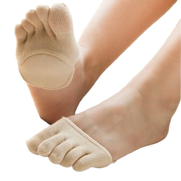 Toe Topper Socks for Women and Men Five Finger Half No Show Liner Non-Slip Invisible High Heels Sandals Flats Boots Cotton Relaxed Fit Women's Cover For Beige Color (pack of-1)-image-45