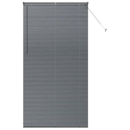 Genérico Persiana para Ventana con Cortinas Manual Gris Oscuro Aluminio,Decoración,Tratamientos de la Ventana,Persianas y estores-42006099