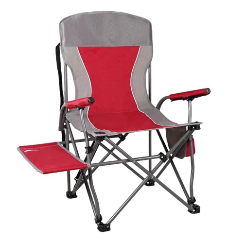 Ablazer Camping Chairs with Side Table, Support 300 LBS Lawn Chairs for Adults Heavy Duty, Folding Chairs for Outside, Camping, RV Trip (Red)