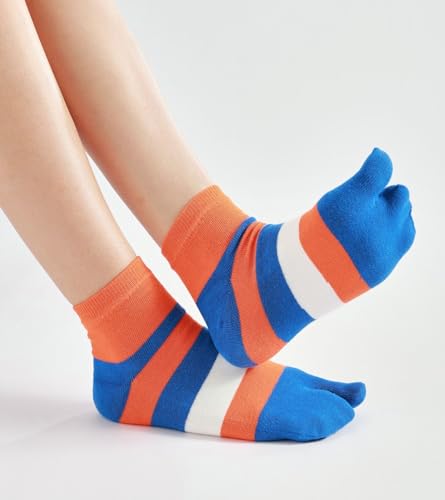 Image of Women's Solid 2 Toe Flip Flop Tabi Socks Geta Ankle Cotton 5 /6 Pairs