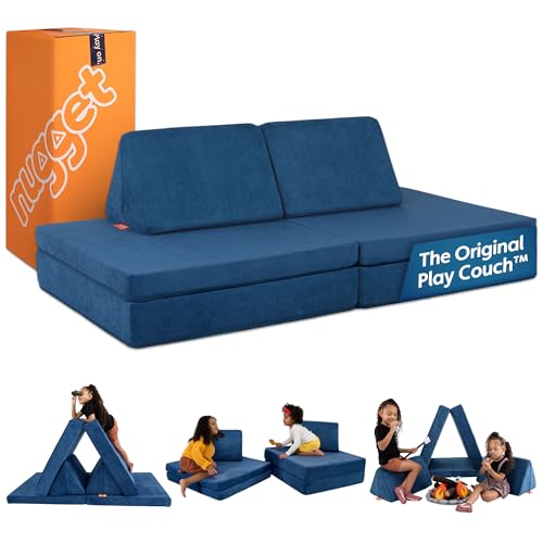 Image of Nugget - The Original Play Couch for Kids - Modular Foam Children's Sofa for Playroom, Imagination, & Creative Open Ended Play - Washable & Convertible Playroom Furniture, Blueridge