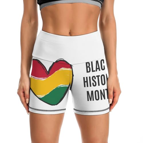 JYYAU Black History Month 2023 High Waist Yoga Shorts for Women Athletic Shorts Leggings Running Pants
