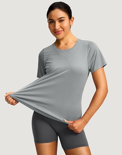 Image of Women's Short Sleeve Workout Shirts UPF 50+ Sun Protection T-Shirts Quick Dry Breathable Gym Running Hiking Tops for Women