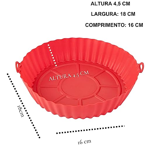Forma Cesto De Silicone Reutilizável Para Fritadeira Elétrica Para Airfryer Livre de BPA Vermelho 18