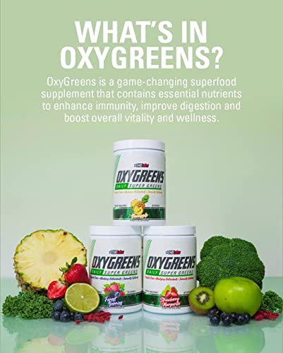 Oxygreens Bundle By Ehplabs - Daily Super Greens Powder, Spirulina Herbal Supplement With Prebiotic Fibre, Alkalizing Antioxidants & Immunity Wellness, 60 Serves (Pineapple & Strawberry Margarita) #TOP4