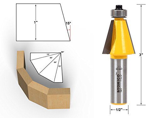 Image of YONICO Chamfer Router Bits Bevel Edge Forming Set 5 Bit 1 /2-Inch Shank 13508