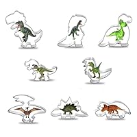 Dinosaur Cookie Cutter Set, 8 Pieces – Tyrannosaurus Rex, Pterosaur, Triceratops, Velociraptor, Stegosaurus, Spinosaurus, Brachiosaurus for DIY Fondant Dough, Sugar Pastries and Cake Decorations