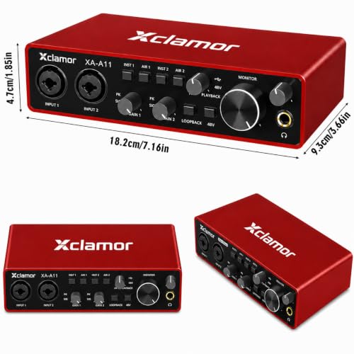Image of USB Audio Interface 2 Channel, 32-Bit /192kHz Studio Recording Interface with 48V Phantom Power, Dual XLR /TRS Inputs, Zero-Latency Monitoring for Podcast, Guitar, Streaming & Music Production