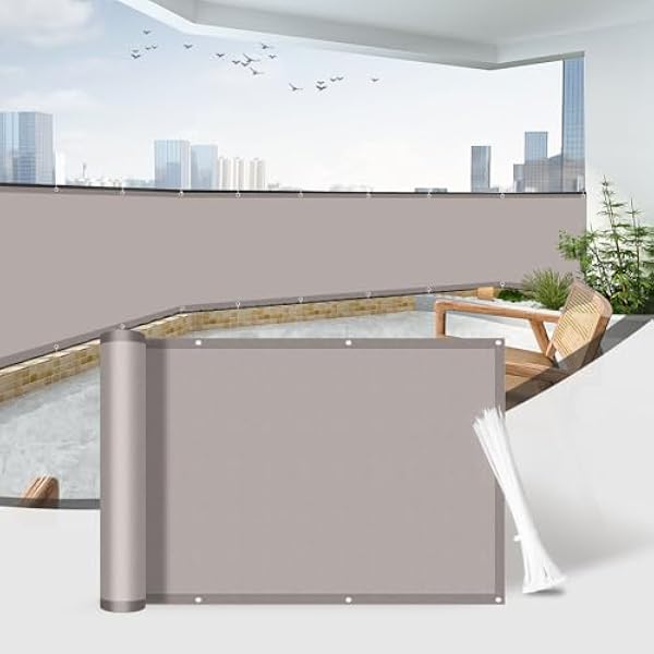 Sunnylaxx Osłona Balkonowa 70x600 cm, Nieprzejrzysta osłona Balkonu,Ochrona przed Wiatrem i Promieniowaniem UV,Mroczny Taupe