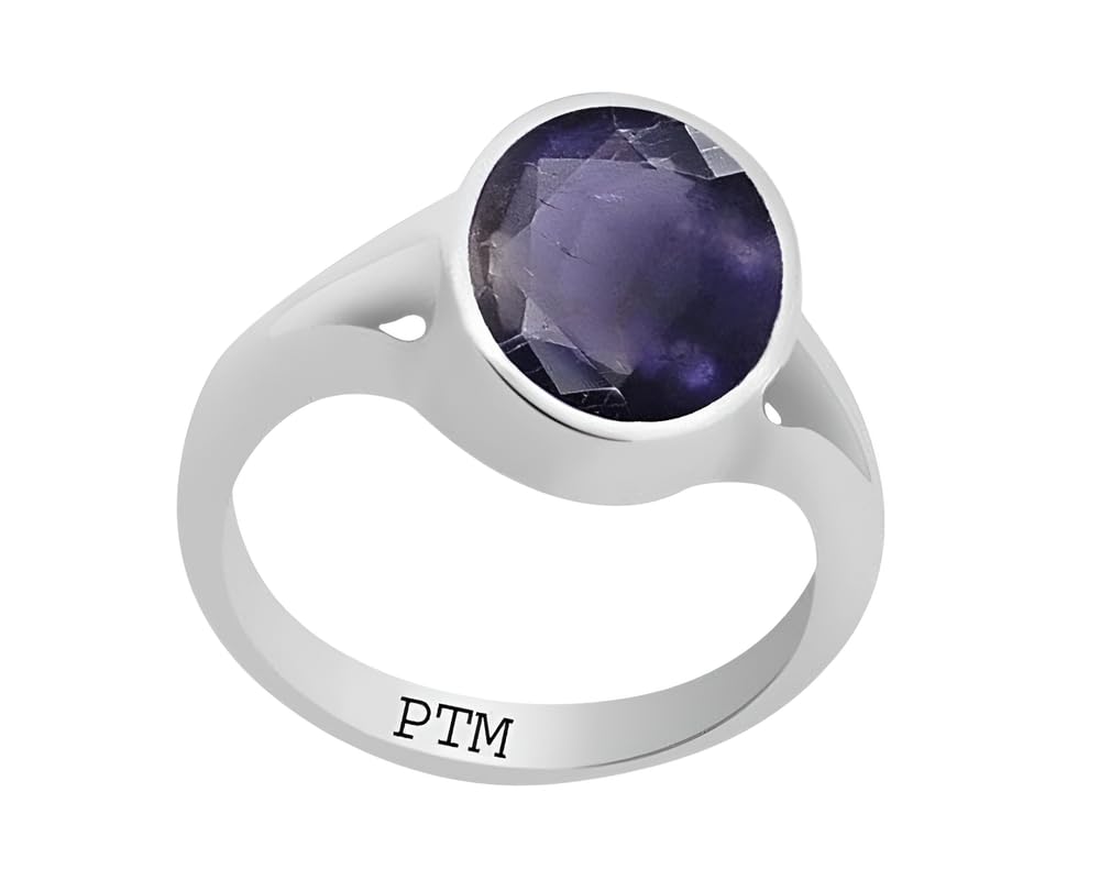 PTM 925 Sterling Silver Neeli/Iolite 3.25 to 10.25 Ratti or 3.00 to 9.50 Carat Astrological Gemstone Bis Hallmark Ring for Men & Women