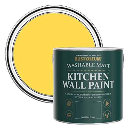 Rust-Oleum Peinture Jaune Lessivable pour Murs de Cuisine, Finition Mate - Sorbet Citron 2.5L