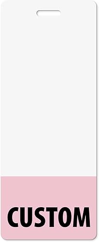 Personalizado Badge Buddy  en color rosa bebé  vertical de gran tamaño  Tarjeta de respaldo de doble cara  Duradera y resistente al agua, ideal para