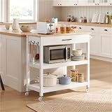 Yaheetech Rolling Kitchen Island Cart, White