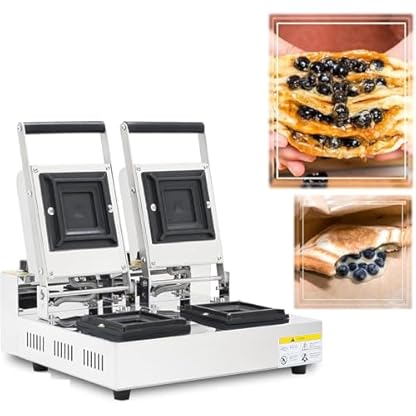 HYYKEJI Doppelkopf-Gelato-Panini-Heißpressmaschine, kommerzielle elektrische Eiscreme-Sandwich-Burger-Maschine mit 50–300 °C Temperatur einstellbar, doppelseitige gleichmäßige Heizung, für Zuhause – Bild 8