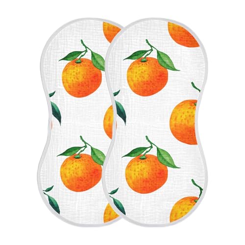 xigua Watercolor Oranges Baby Burp Cloths for Newborn Boys and Girls 4 Pack, Soft & Absorbent Cotton Baby Burp Cloth, Baby Washcloths, Newborn Towel, Burp Rags2