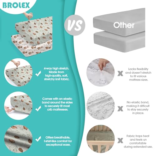 Image of BROLEX Baby Fitted Crib Sheets: Kid Crib Sheets - Set of 2 for Toddler Standard Size Crib Mattress for Boys and Girls - Jersey Knit Crib Bed Sheets Bunny Nuts