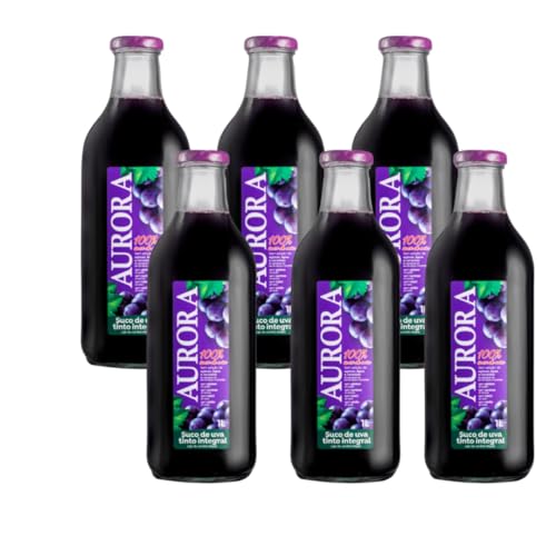Suco de Uva Integral 100% Suco Garrafa 1L Kit c/6 Vinícola Aurora