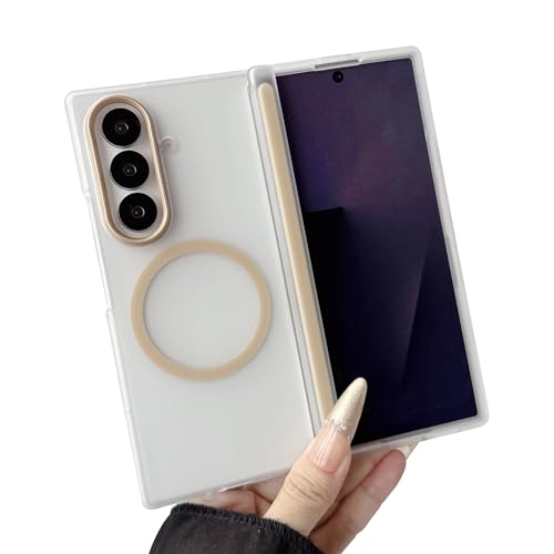 �y�ČRMIL�K�i�zFLURIKA ���� for Samsung Galaxy Z Fold 8 Ultra �P�[�X �q���W�ی�t�� �mMagsafe�ƌ݊����n�����J���������^�}�b�g���W�w��h�U�P�[�X, Gold