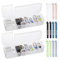 Kabel Aufbewahrungsbox 2 Stück, 7 Fächer Transparente Kabelmanagement-Box mit 12 Kabelbindern, Doppelöffnung Kabel-Organisator für Schreibtisch Lagerung, Büro, Hausgebrauch
