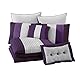 Chezmoi Collection Loft Luxus-Steppdecken-Set, gestreift, Kalifornien, Violett/Grau/Lavendel, 8-teilig