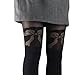 Premium Fashion Black Gray Jacquard Opaque Tights for Women with Designs Control Top Pantyhose Stockings (One Size,Bow Knot Black Opaque Tights)