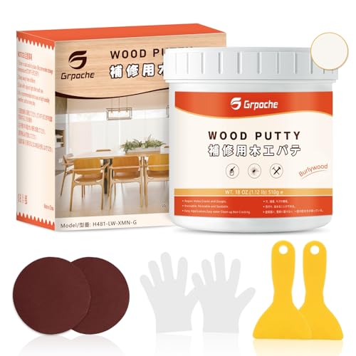 Mastic à Bois 500g, Mastic À Bois Décoratif Rebouche Bois pour Gros Trous et Fissures Bois Clair, Séchage Rapide (Burlywood)