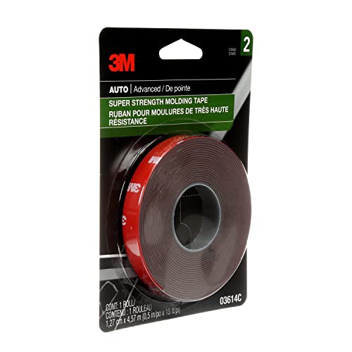 3M Super-Strength Molding Tape, 03614, 1/2 In X 15 Ft, 1 Roll #TOP1