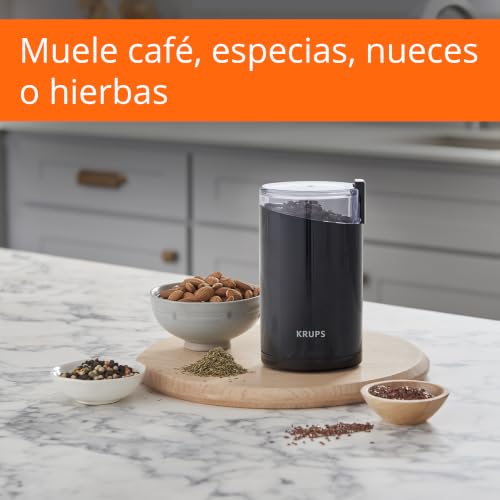 Image of KRUPS Precision Electric Coffee Grinders, 3 oz Capacity, 200W Motor, Stainless Steel Blades for Uniform Grinding of Beans, Herb and Nuts, Coffee and Spice Grinder Electric, (Black)