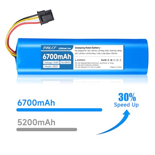 6700mah Ersatzakku für Dreame D9 Pro D9 Max,L10s Ultra/D10/D10 Plus/D10s/L10/ L10s/Z10 Pro, Xiaomi Mi S5/S6/S7/Q7 Max MaxV Ultra Pure, Xiaomi Roborock S50/S55, 1st und 2nd Gen, BRR-2P4S-5200S Series