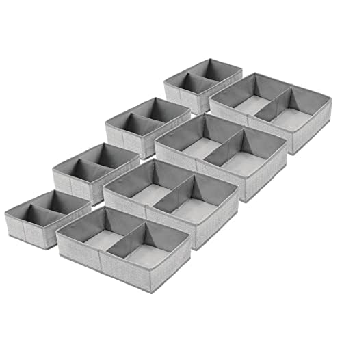 Image of mDesign Soft Fabric Dresser Drawer and Closet Storage Organizer Bin for Bedroom - Holds Lingerie, Bras, Socks, Leggings, Clothes, Purses, Scarves - 4 Pack - Gray Herringbone