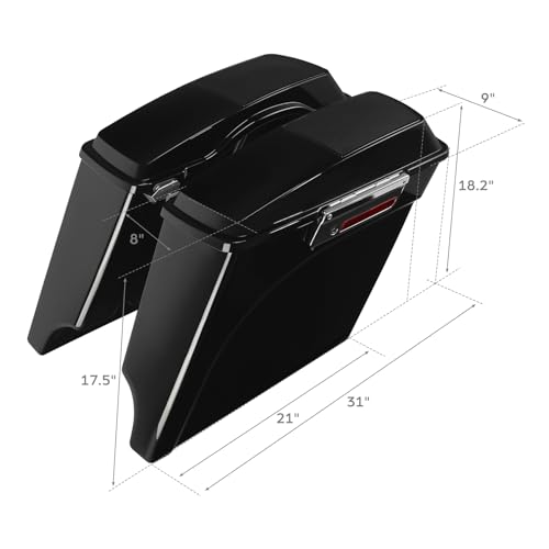 Alforjas duras para motocicleta XFMT, extendidas 5", con tapas para altavoces de 6x9" y cierres cromados, para Harley Touring (1993-2013), Negro vívido miniatura 4