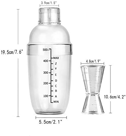 Miniatura 2 de Coctelera de plástico, paquete de 4 mezcladores de bebidas de 17 onzas, caja de regalo con 4 onzas, juego de barra transparente