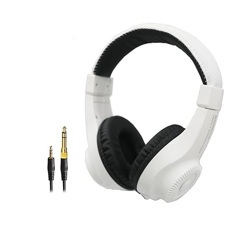 【電子ピアノ/キーボード専用ヘッドホン】 BOREHO BH-181 WH ホワイト 軽量 遮音密閉型 (ステレオミニ3.5mm対応, 標準6.3mm対応, ①単品) (標準プラグ 6.3mm)