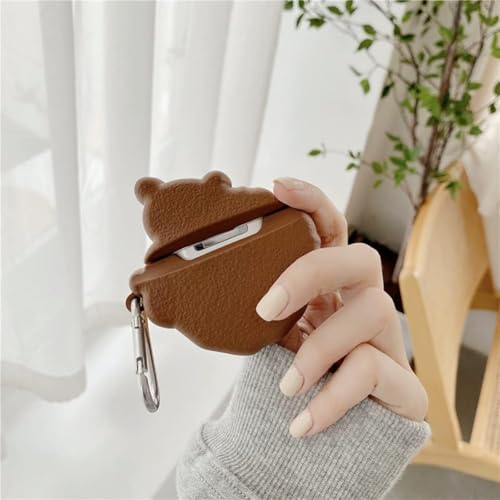 Image of Cartoon Silicone Case Compatible with Apple AirPods Pro 2 Case Cover - Cute 3D Shockproof 360 Protective Skin Cover with Keychain | AirPods Pro 2nd Gen Case (Cookie Bear)