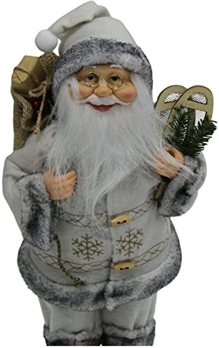 Large Freestanding Traditional Nordic Father Christmas Ornament, Grey | 40cm (1.3ft) Standing Santa Claus Statue/Figure | Indoor, Home/Office Christmas Decorations & Standing Santa Ornaments