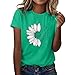 Xmiral Maglietta da Donna con Girasole Plus Size Camicetta Allentata Magliette Casual con Grafica a Manica Corta da Ragazza Maglie Maniche Lunghe Economiche (S,Verde)