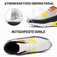 LECYGNB Schuhe Herren Laufschuhe Turnschuhe Atmungsaktive Sportschuhe Freizeit Joggingschuhe Leichtewichts rutschfeste Gym Fitness Schuhe Fashion Luftpolster Sneaker Weiß Gelb EU 46 – Ansicht 4